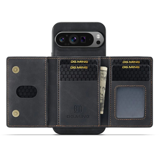 DG.MING M2 Series for Google Pixel 9 Pro XL Case PU+PC+TPU Phone Cover Detachable Wallet - Black - 2