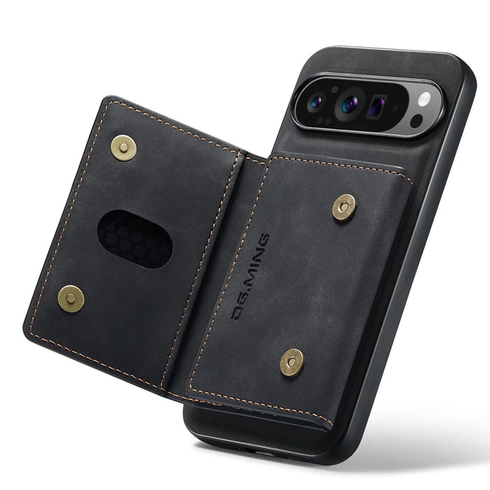 DG.MING M2 Series for Google Pixel 9 Pro XL Case PU+PC+TPU Phone Cover Detachable Wallet - Black - 5