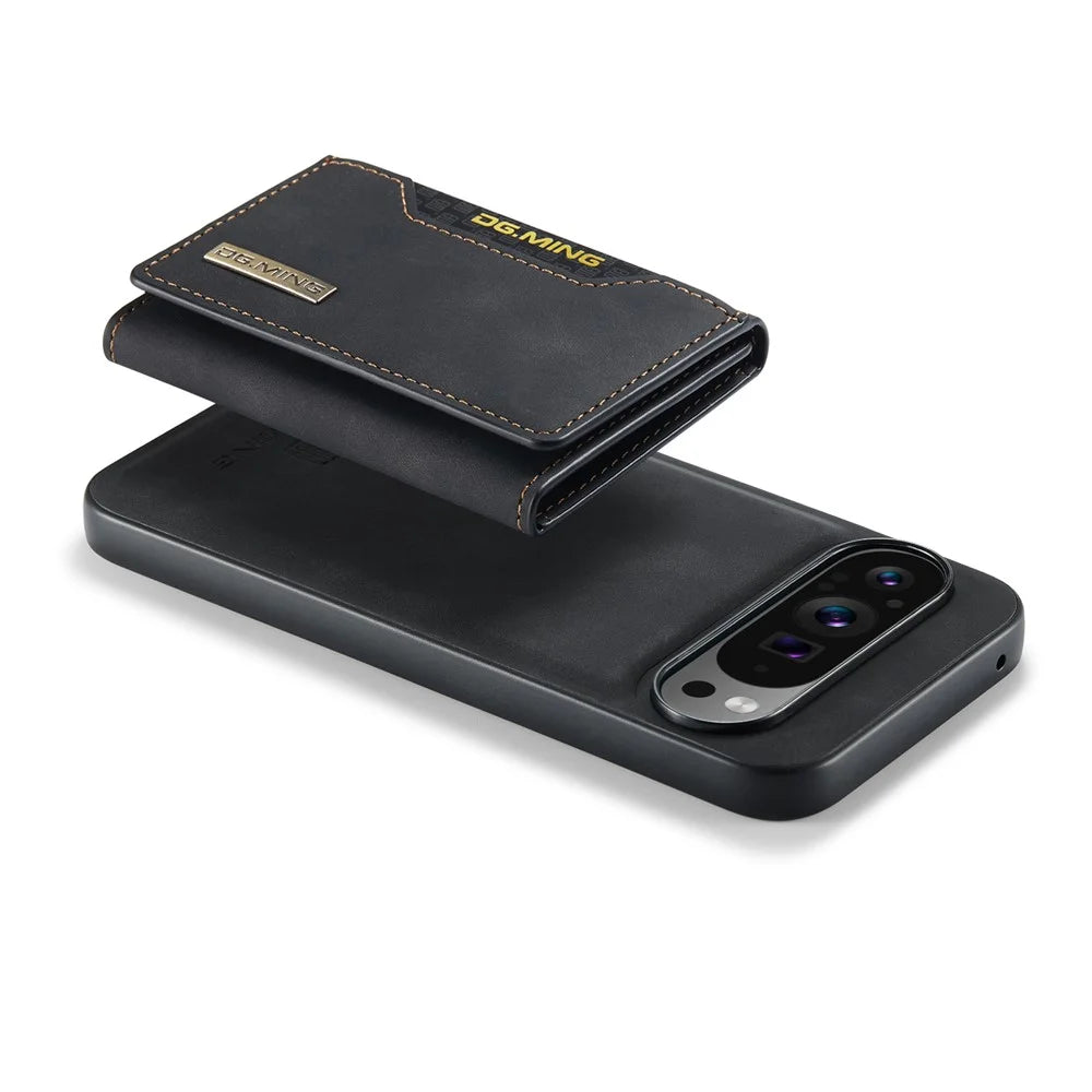 DG.MING M2 Series for Google Pixel 9 Pro XL Case PU+PC+TPU Phone Cover Detachable Wallet - Black - 7