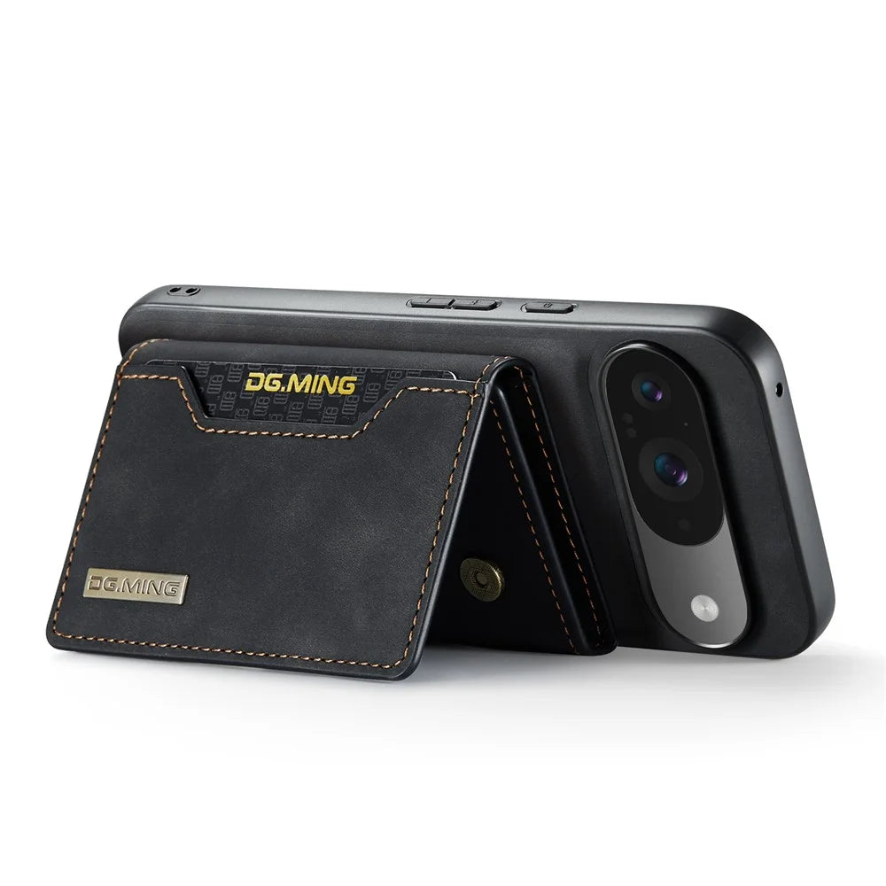DG.MING M2 Series for Google Pixel 9 Pro / Pixel 9 Case PU+PC+TPU Phone Cover Detachable Wallet - Black - 3