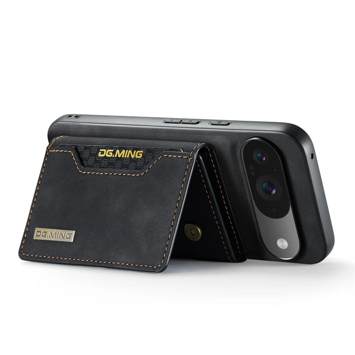 DG.MING M2 Series for Google Pixel 9 Pro / Pixel 9 Case PU+PC+TPU Phone Cover Detachable Wallet - Black - 3