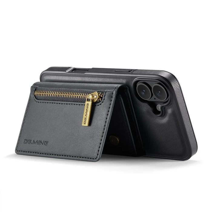 DG.MING M5 Series For iPhone 16 Plus Case Detachable Magnetic Leather Phone Cover with Card Slots - Black - 3