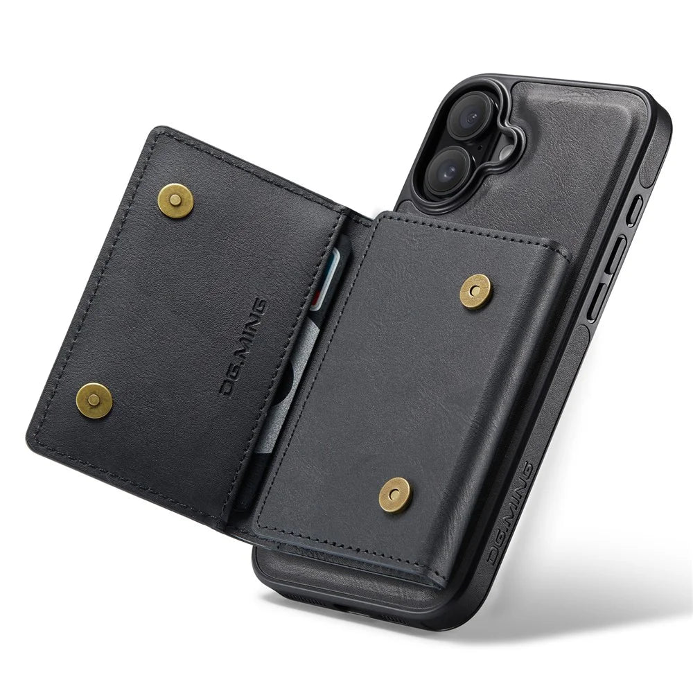 DG.MING M5 Series For iPhone 16 Plus Case Detachable Magnetic Leather Phone Cover with Card Slots - Black - 4