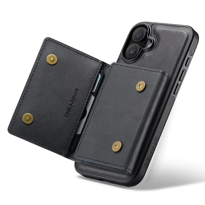 DG.MING M5 Series For iPhone 16 Plus Case Detachable Magnetic Leather Phone Cover with Card Slots - Black - 4