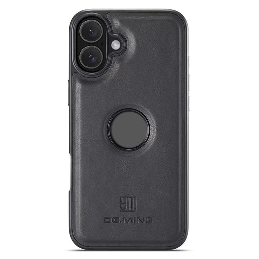 DG.MING For iPhone 16 Plus Case Anti-Drop Leather Coated PC+TPU Phone Back Cover - Black - 2