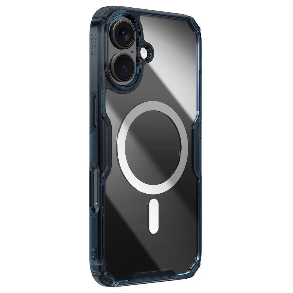 NILLKIN Nature Pro Series for iPhone 16 Case Compatible with MagSafe TPU + PC Ultra Clear Phone Case - Blue - 3
