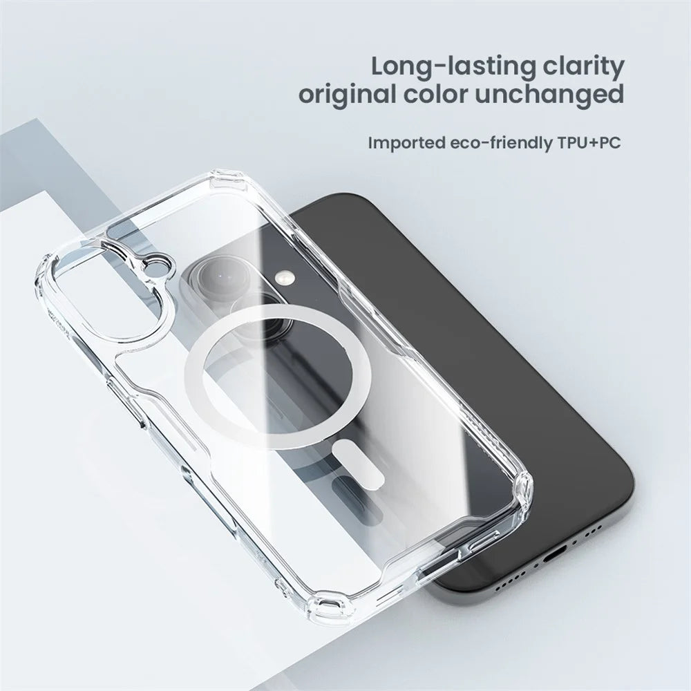 NILLKIN Nature Pro Series for iPhone 16 Case Compatible with MagSafe TPU + PC Ultra Clear Phone Case - Blue - 7