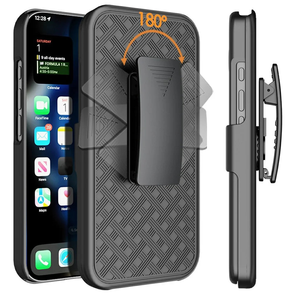 For iPhone 16 Plus Case PC+TPU Sliding Screen Cover Kickstand Phone Shell with Clip - 2