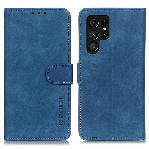 KHAZNEH For Samsung Galaxy S25 Ultra Case Retro PU Leather Wallet Stand Phone Cover - Blue - 1