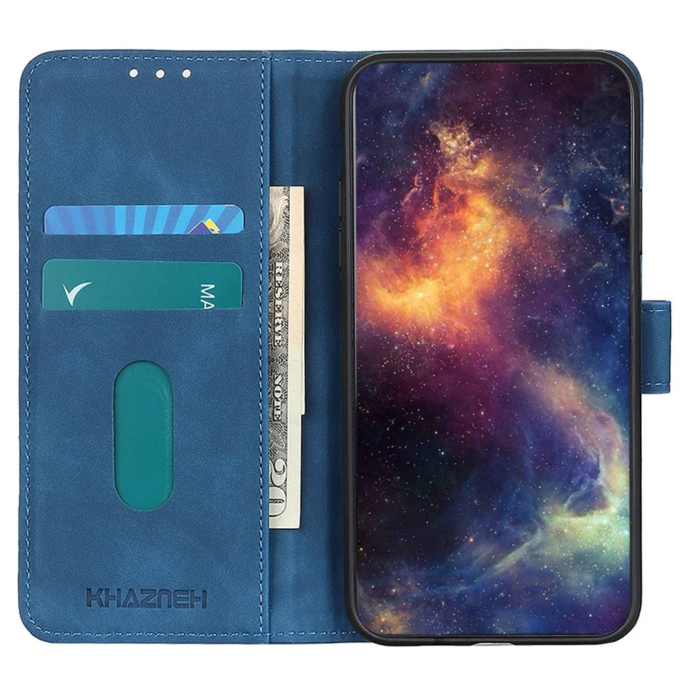 KHAZNEH For Samsung Galaxy S25 Ultra Case Retro PU Leather Wallet Stand Phone Cover - Blue - 3