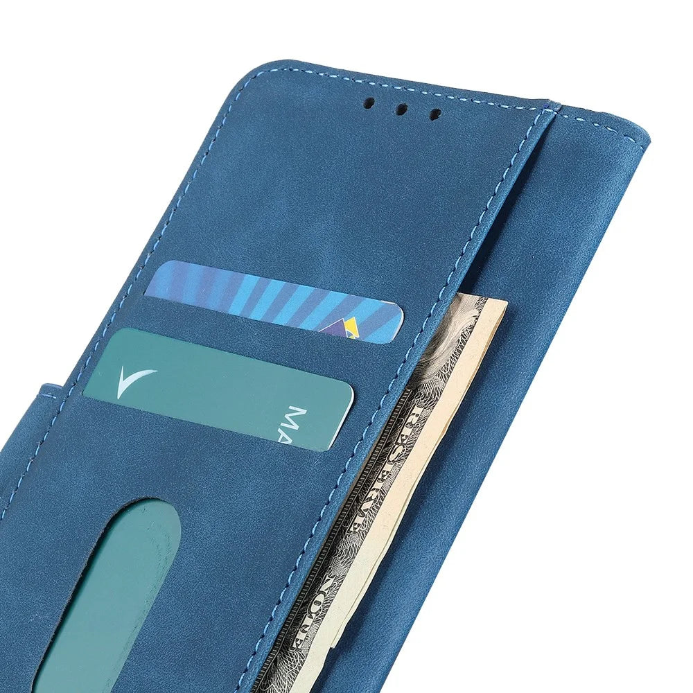 KHAZNEH For Samsung Galaxy S25 Ultra Case Retro PU Leather Wallet Stand Phone Cover - Blue - 5