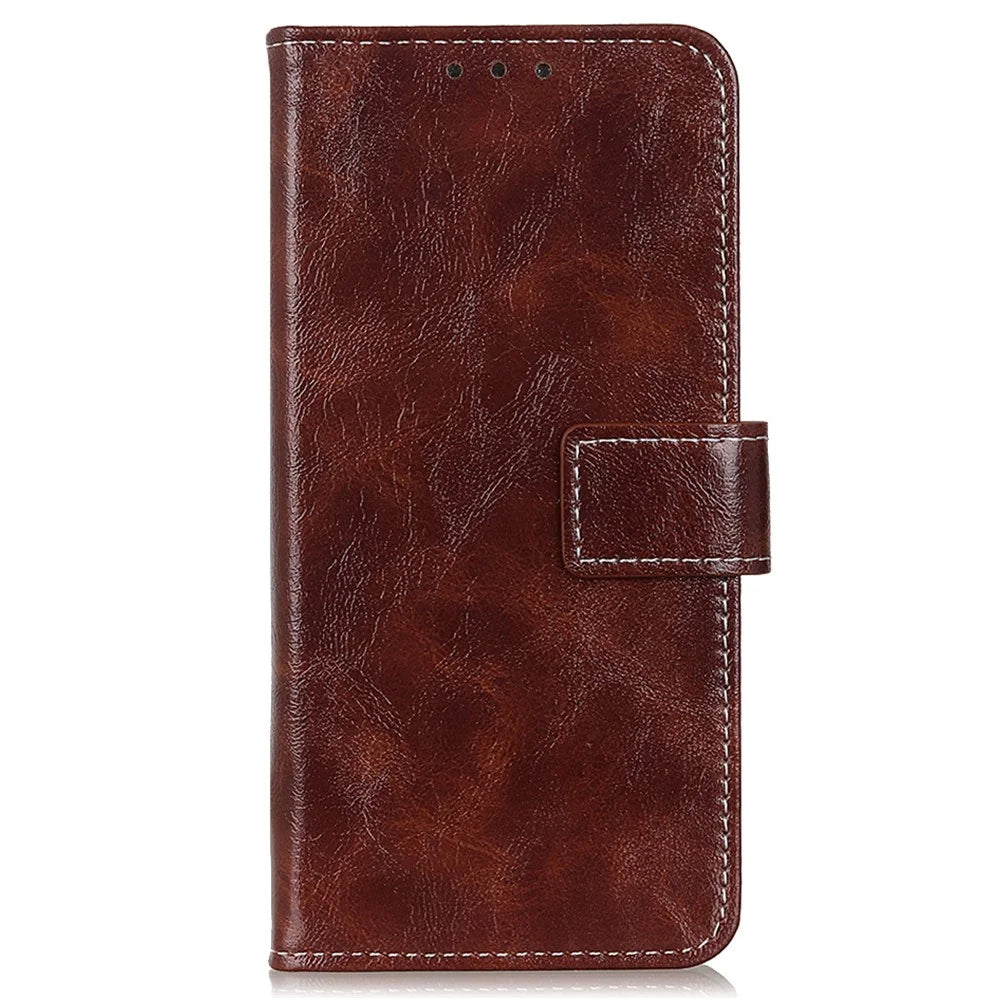 For Samsung Galaxy S25 Ultra Case Crazy Horse Texture Leather Phone Wallet Cover - Brown - 6