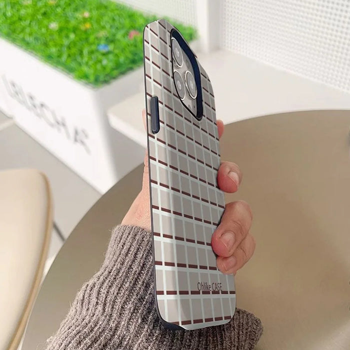 For iPhone 14 Pro Max Case Grid Pattern TPU+PC Matte Finish Phone Cover - 2