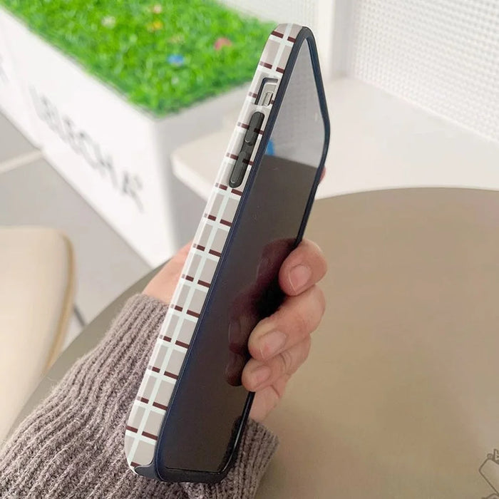For iPhone 14 Pro Max Case Grid Pattern TPU+PC Matte Finish Phone Cover - 3