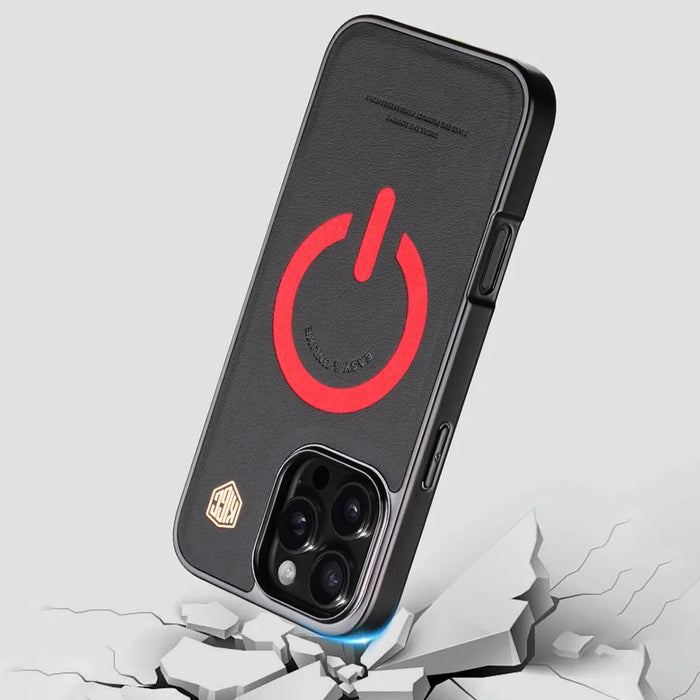 KIGC For iPhone 16 Pro Max Case Compatible with MagSafe Leather+PC+TPU Electroplating Phone Cover - Black - 3