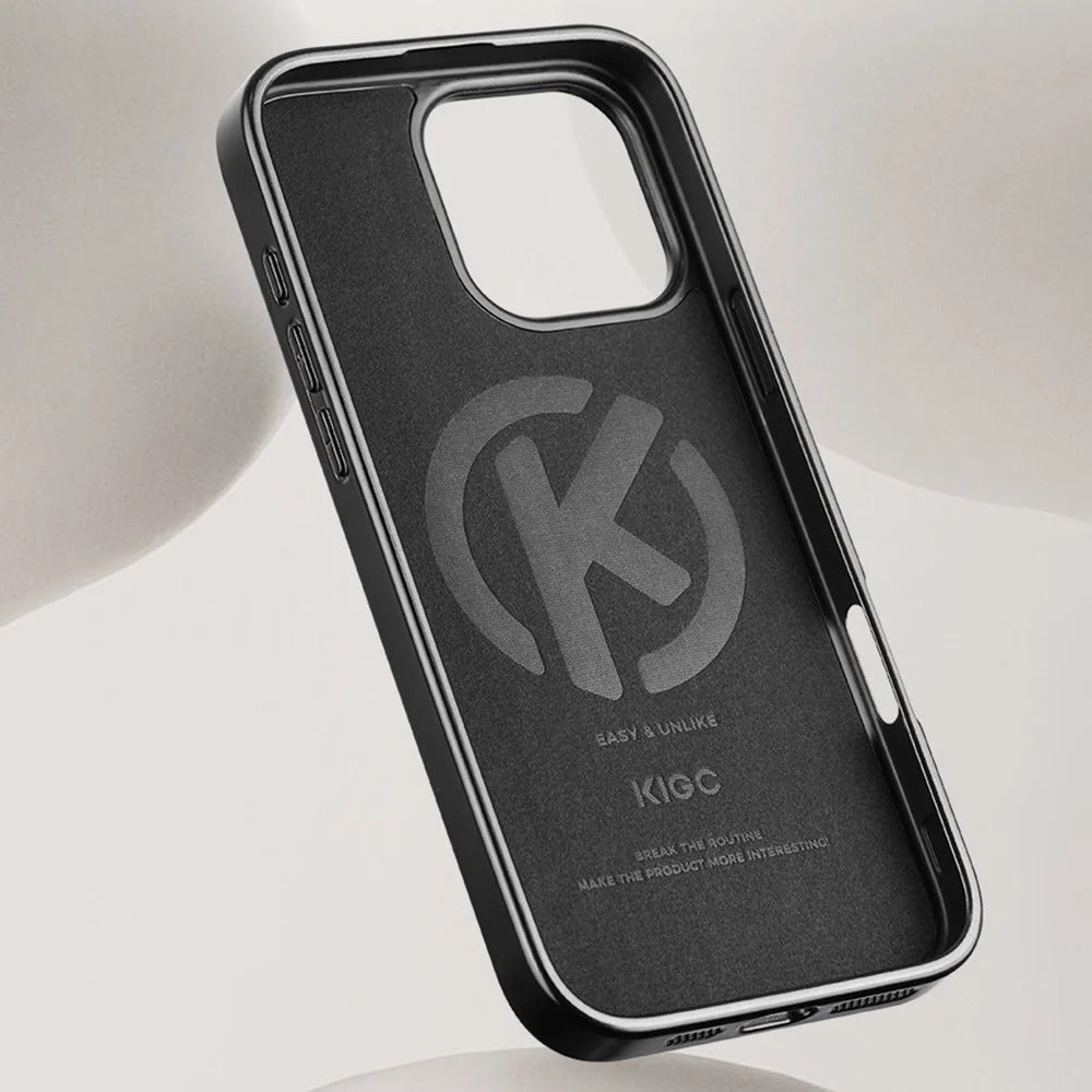 KIGC For iPhone 16 Pro Case Leather+PC+TPU Electroplating Phone Cover with Card Holder - Grey - 4