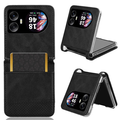 For Blackview Hero 10 4G Case Retro Texture Leather+PC Phone Cover with Card Slot - Black - 1