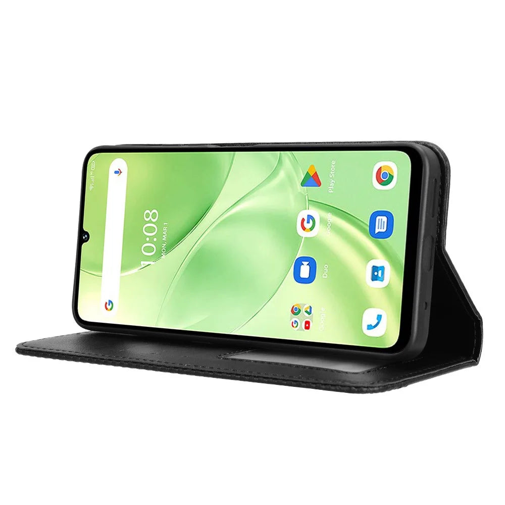 For Umidigi G9 5G / G9A 4G / G9C 4G / G9T 4G / Note 90C / Note 90A / Note 90 Leather Case Wallet Stand Retro Texture Phone Cover - Black - 3