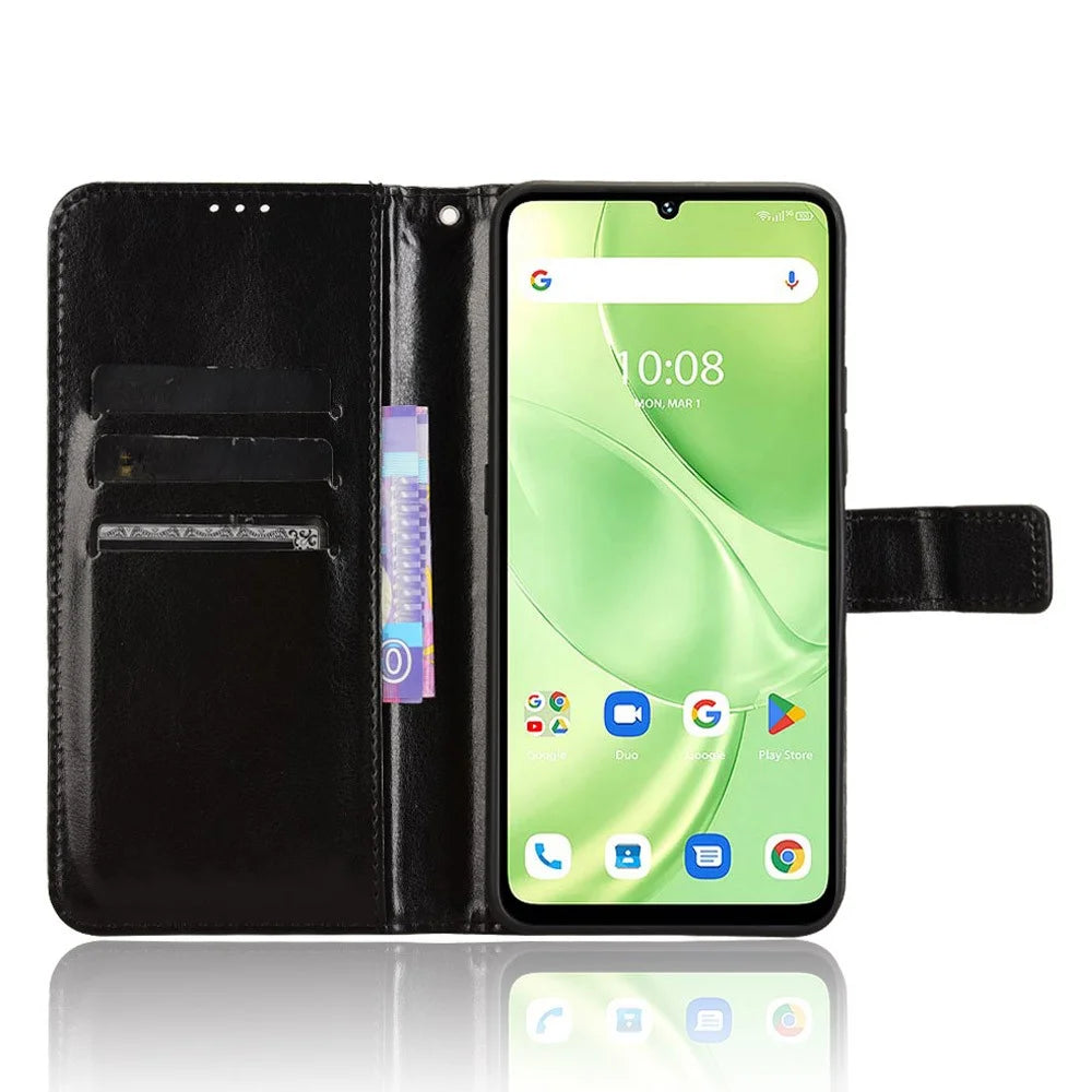 For Umidigi G9 5G / G9A 4G / G9C 4G / G9T 4G / Note 90C / Note 90A / Note 90 Case Crazy Horse Texture PU Leather Phone Wallet Cover - Black - 2