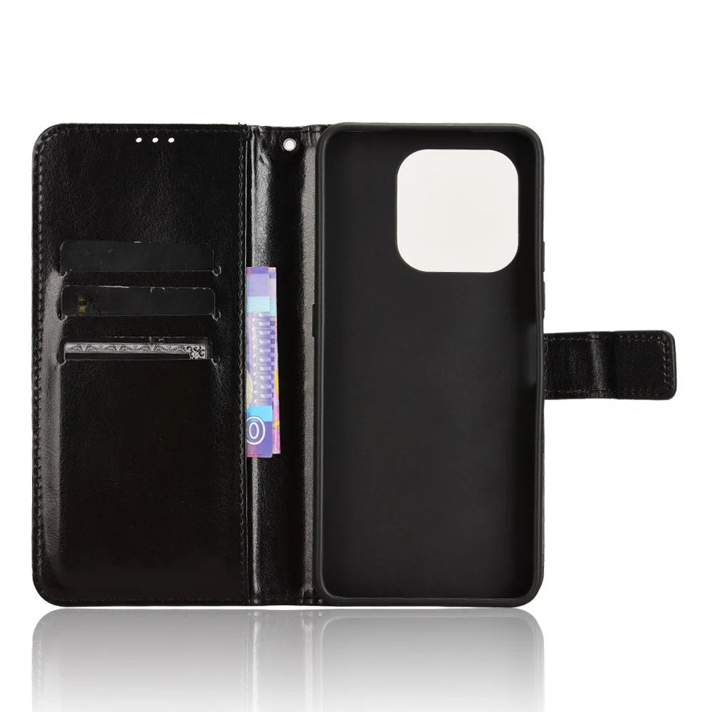 For Umidigi G9 5G / G9A 4G / G9C 4G / G9T 4G / Note 90C / Note 90A / Note 90 Case Crazy Horse Texture PU Leather Phone Wallet Cover - Black - 4