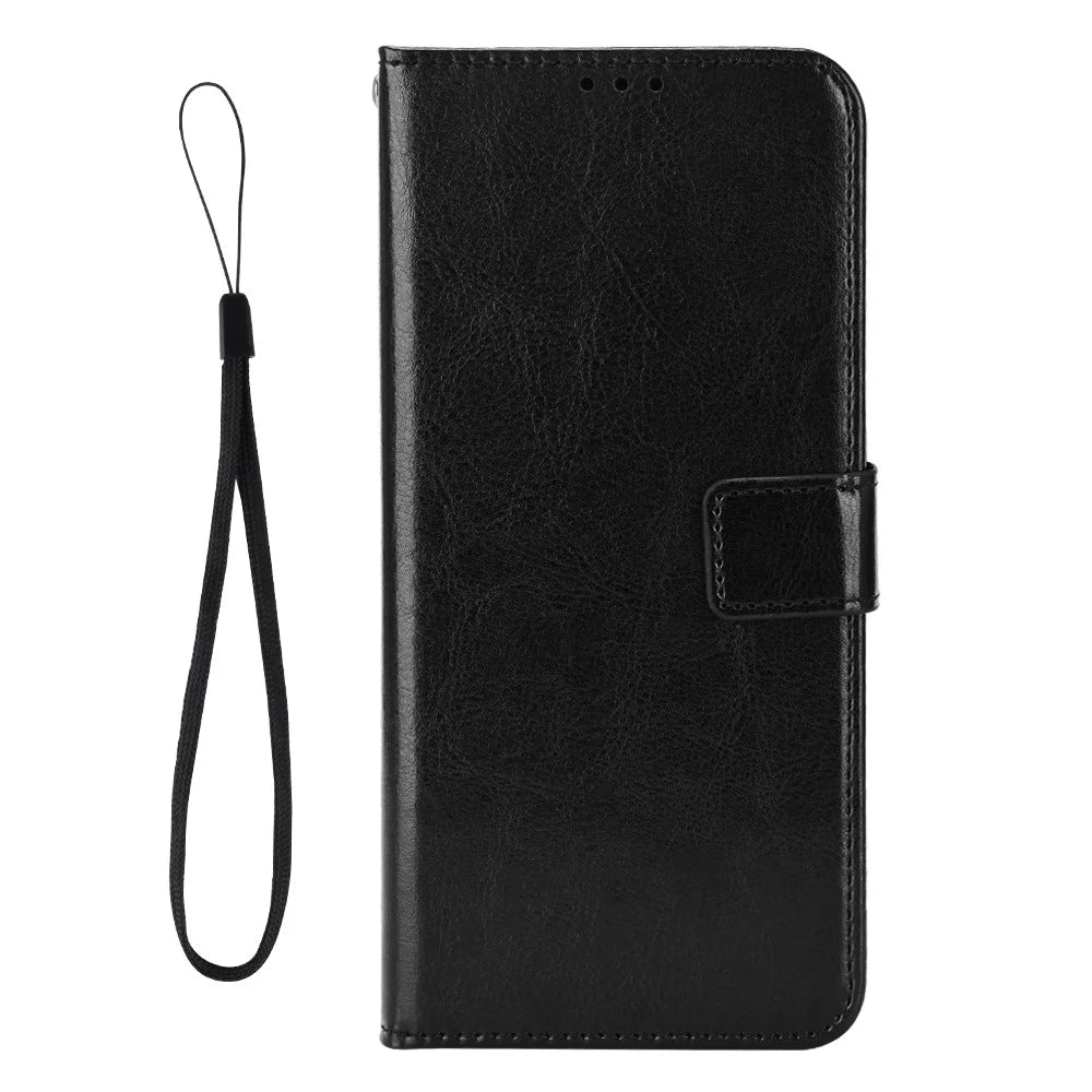 For Umidigi G9 5G / G9A 4G / G9C 4G / G9T 4G / Note 90C / Note 90A / Note 90 Case Crazy Horse Texture PU Leather Phone Wallet Cover - Black - 5