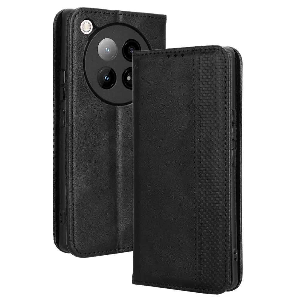 For Infinix Zero 40 4G X6860 Leather Case Wallet Stand Retro Texture Phone Cover - Black - 1