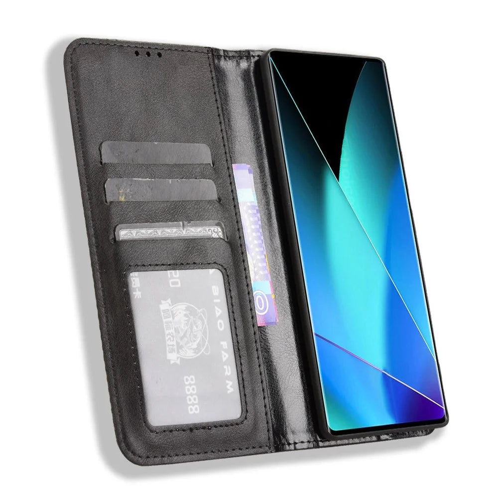 For Infinix Zero 40 4G X6860 Leather Case Wallet Stand Retro Texture Phone Cover - Black - 2