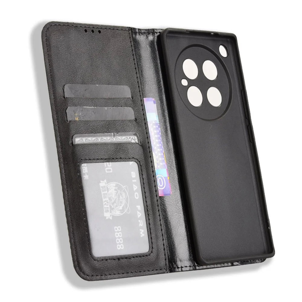 For Infinix Zero 40 4G X6860 Leather Case Wallet Stand Retro Texture Phone Cover - Black - 4