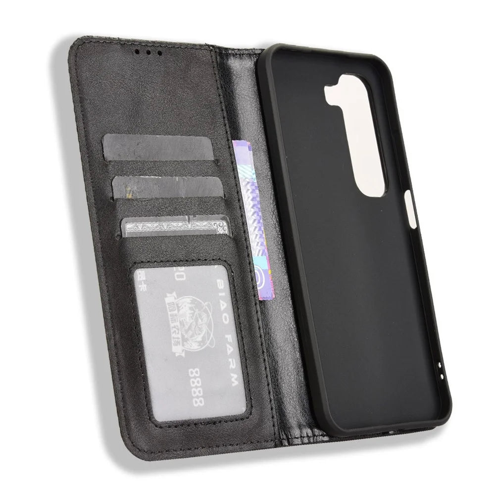 For Infinix Hot 50 4G Leather Case Wallet Stand Retro Texture Phone Cover - Black - 4
