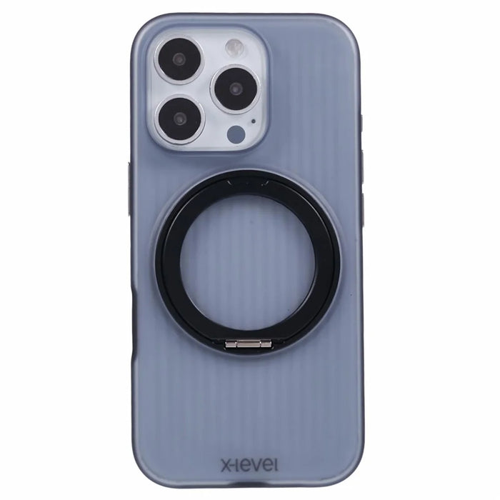 X-LEVEL For iPhone 16 Pro Max Case Rotating Magnetic Kickstand PC+TPU Phone Cover - Black - 3