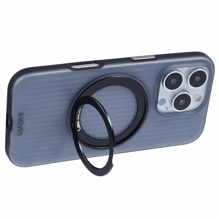 X-LEVEL For iPhone 16 Pro Max Case Rotating Magnetic Kickstand PC+TPU Phone Cover - Black - 4