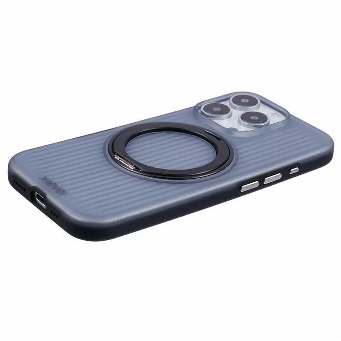 X-LEVEL For iPhone 16 Pro Max Case Rotating Magnetic Kickstand PC+TPU Phone Cover - Black - 7