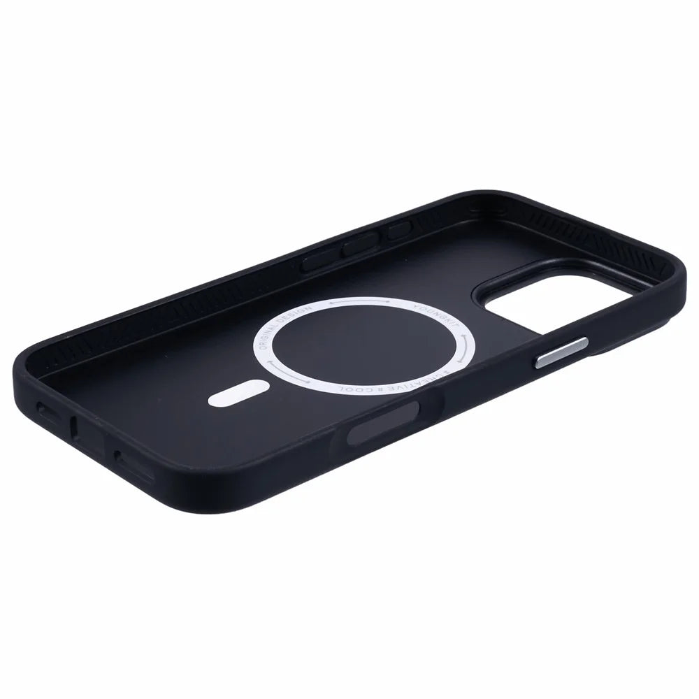 YOUNGKIT For iPhone 16 Pro Max Case Compatible with MagSafe PU Leather + PC Phone Cover - Black - 5