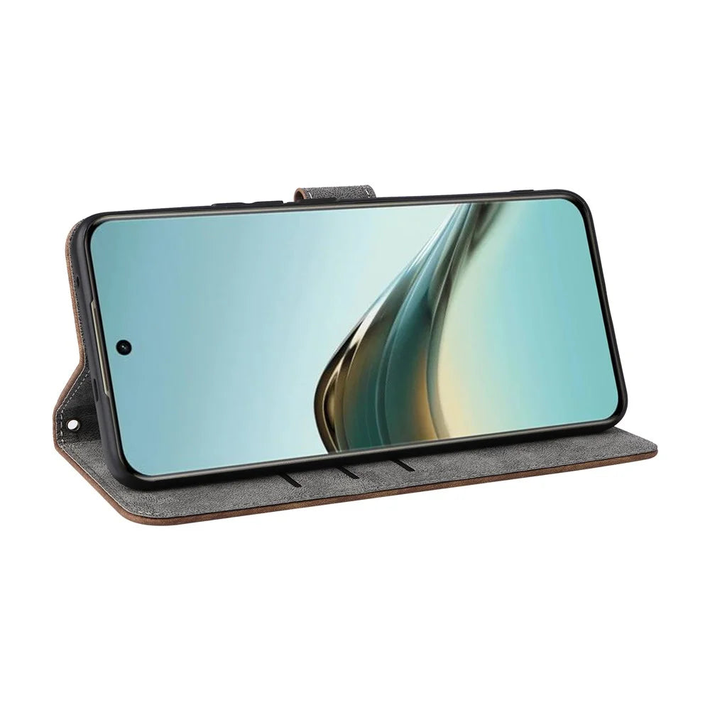 For Realme 13+ 5G / 13 Pro 5G (China) Wallet Case RFID Blocking PU Leather Cover Stand View - Brown - 3