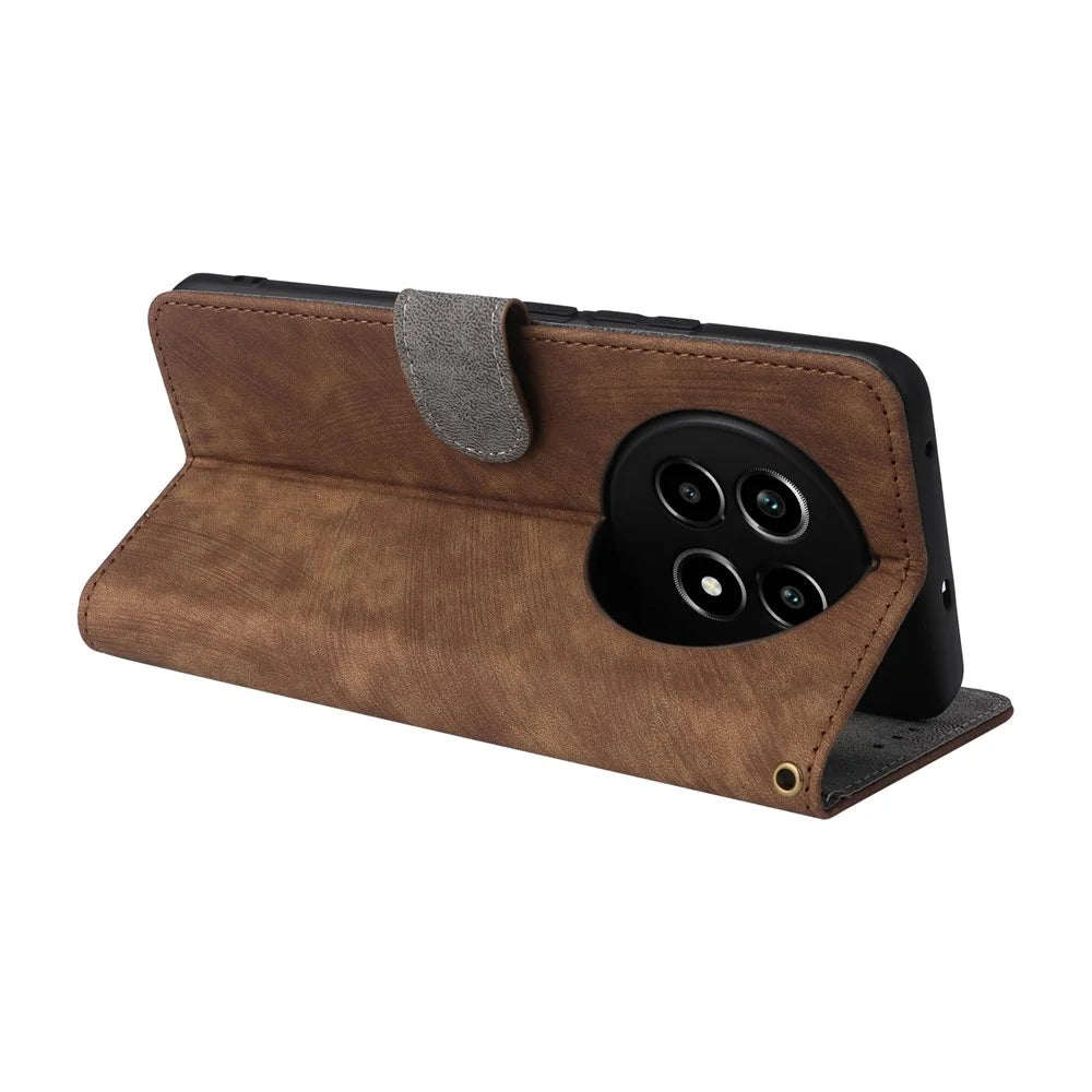 For Realme 13+ 5G / 13 Pro 5G (China) Wallet Case RFID Blocking PU Leather Cover Stand View - Brown - 4