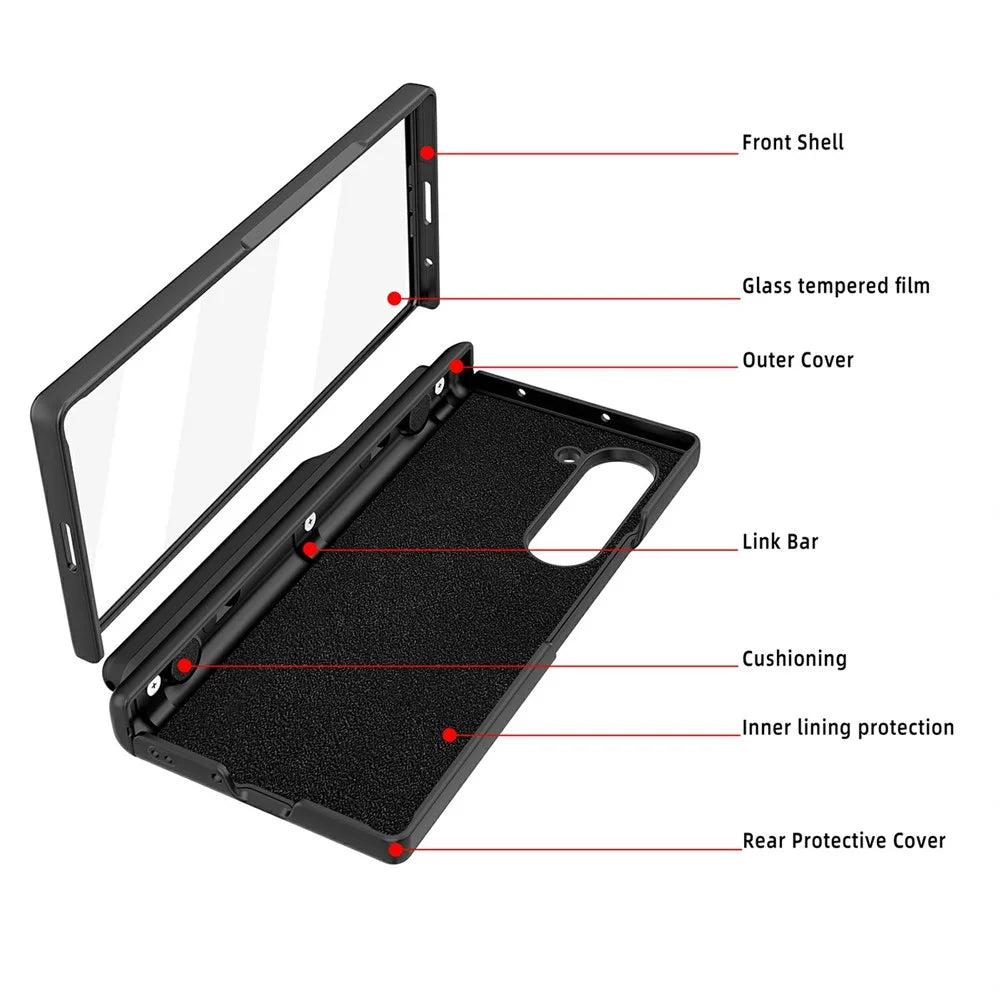 For Samsung Galaxy Z Fold6 5G Case Kickstand PC+TPU Phone Cover with Pencil Slot - Black - 2