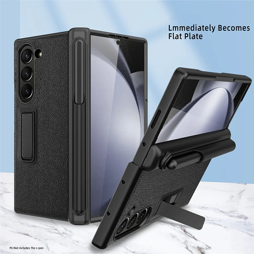 For Samsung Galaxy Z Fold6 5G Case Kickstand PC+TPU Phone Cover with Pencil Slot - Black - 3