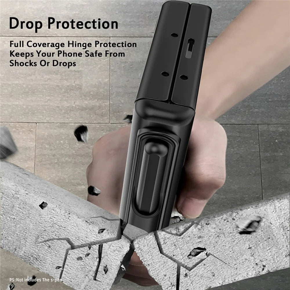 For Samsung Galaxy Z Fold6 5G Case Kickstand PC+TPU Phone Cover with Pencil Slot - Black - 6