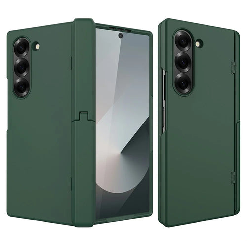 For Samsung Galaxy Z Fold6 5G Case Kickstand Hard PC Phone Cover with Screen Film - Green - 1