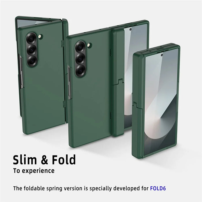 For Samsung Galaxy Z Fold6 5G Case Kickstand Hard PC Phone Cover with Screen Film - Green - 2
