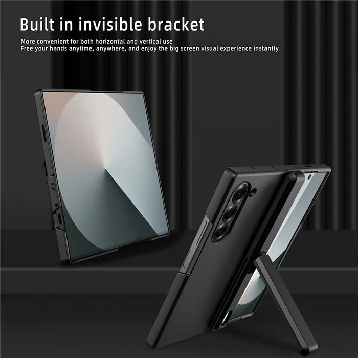 For Samsung Galaxy Z Fold6 5G Case Kickstand Hard PC Phone Cover with Screen Film - Green - 4