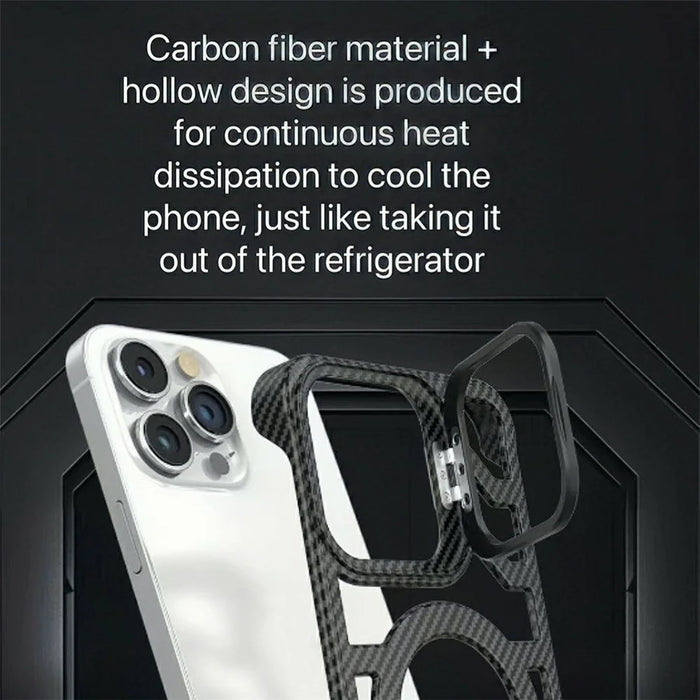 For iPhone 15 Pro Case Compatible with MagSafe Frameless Kickstand PC Phone Cover Carbon Fiber Texture - Purple - 3