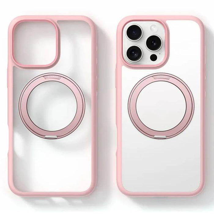 TORRAS Ostand R Fusion For iPhone 16 Pro Case 360 Degree Rotating Kickstand TPU+PC Phone Cover Compatible with MagSafe - Pink - 2