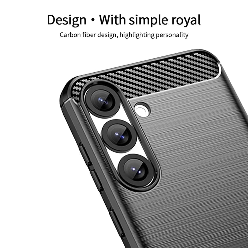 MOFI JK TPU Series-1 For Samsung Galaxy S25 Case Carbon Fiber Texture TPU Soft Phone Cover - Blue - 3