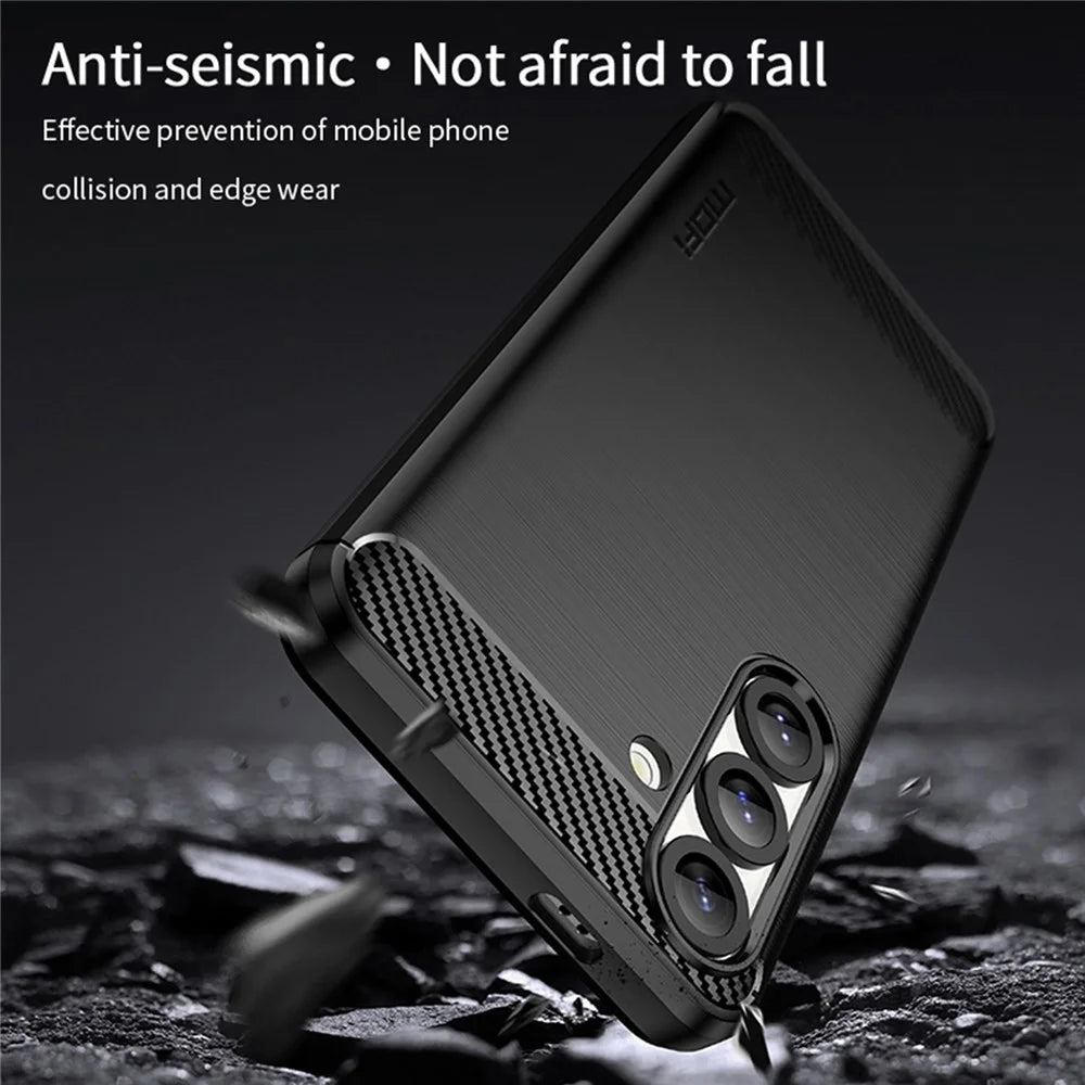 MOFI JK TPU Series-1 For Samsung Galaxy S25 Case Carbon Fiber Texture TPU Soft Phone Cover - Blue - 4