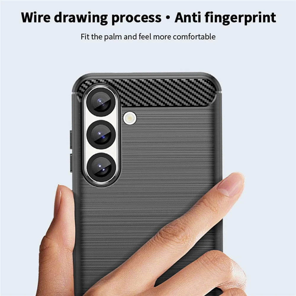 MOFI JK TPU Series-1 For Samsung Galaxy S25 Case Carbon Fiber Texture TPU Soft Phone Cover - Blue - 6