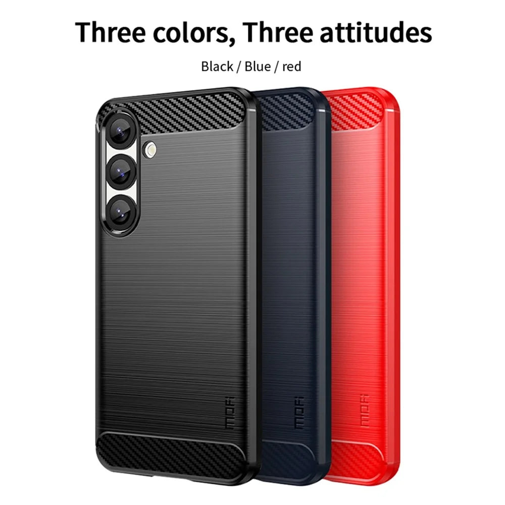 MOFI JK TPU Series-1 For Samsung Galaxy S25 Case Carbon Fiber Texture TPU Soft Phone Cover - Blue - 7