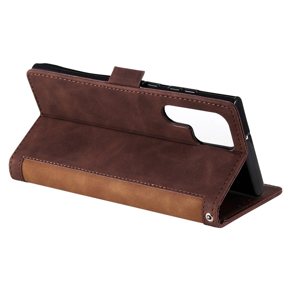 For Samsung Galaxy S25 Ultra Wallet Case RFID Blocking Stand Leather Phone Cover - Brown - 3