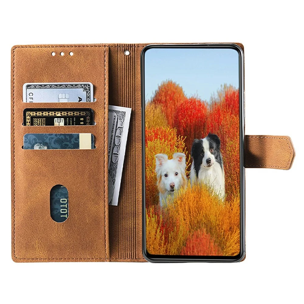 TTUDRCH Style 004 For Samsung Galaxy S25 Ultra Leather Case RFID Blocking Wallet Stand Phone Cover with Strap - Brown - 2