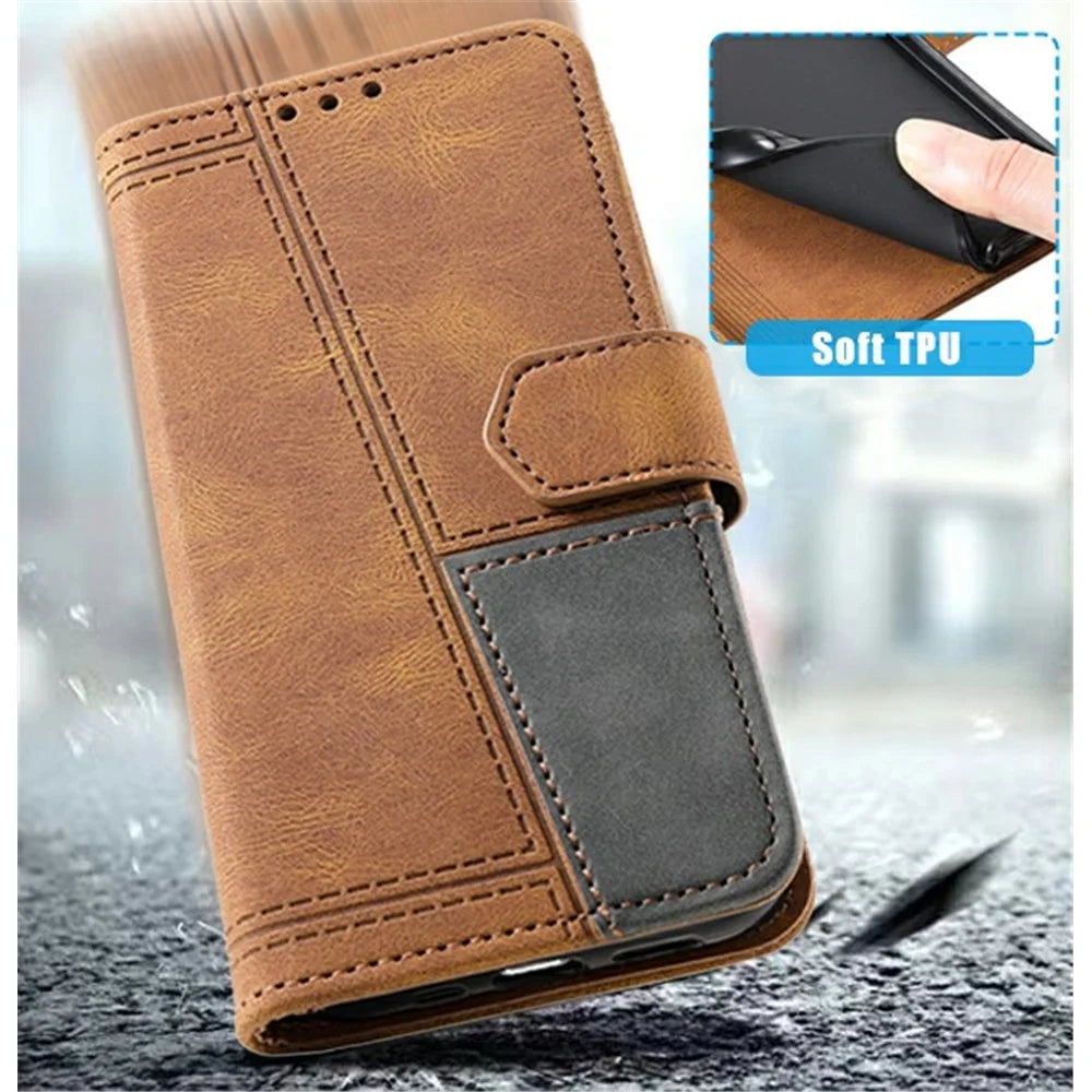 TTUDRCH Style 004 For Samsung Galaxy S25 Ultra Leather Case RFID Blocking Wallet Stand Phone Cover with Strap - Brown - 6